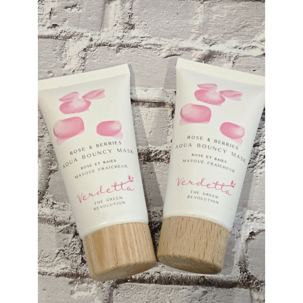 Verdetta Rose & Berries Aqua Bouncy Mask, Lot Of 2, New And Never Used